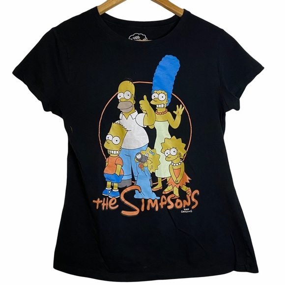 The Simpsons Family Printed Graphic Black Tee Shirt Cotton Large L - Picture 1 of 15